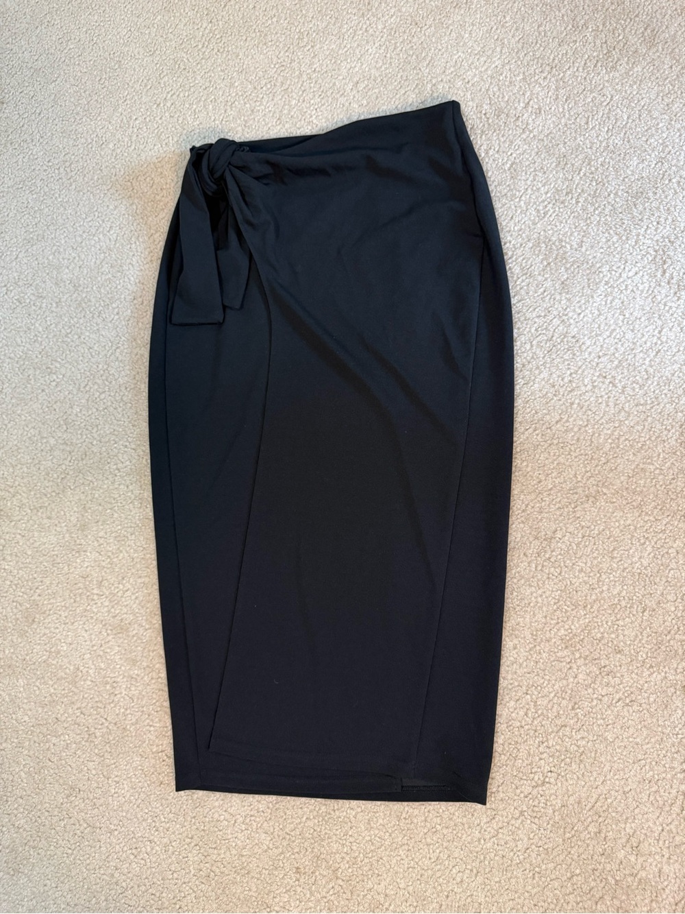 Black Tie-Waist Pencil Skirt